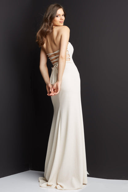 Jovani Strapless Tie Back Long Prom Dress 08510 - The Dress Outlet