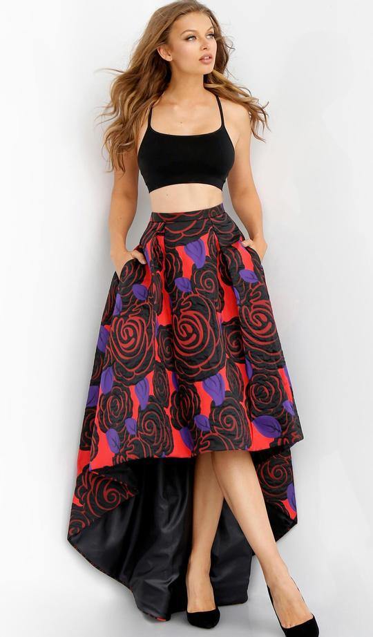 Jovani M40911 Two-Piece Floral Printed A-line Prom Dress