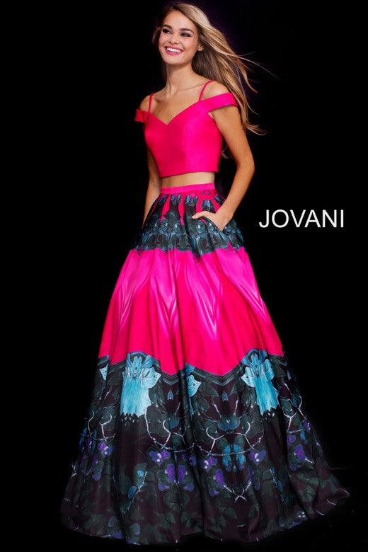 Jovani Two Piece Long Print Prom Ball Gown 60568 - The Dress Outlet