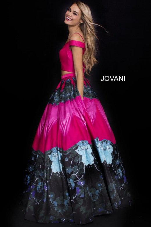 Jovani Two Piece Long Print Prom Ball Gown 60568 - The Dress Outlet