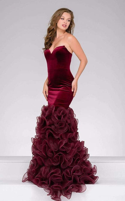 Jovani Velvet Mermaid Long Prom Dress 46609 - The Dress Outlet