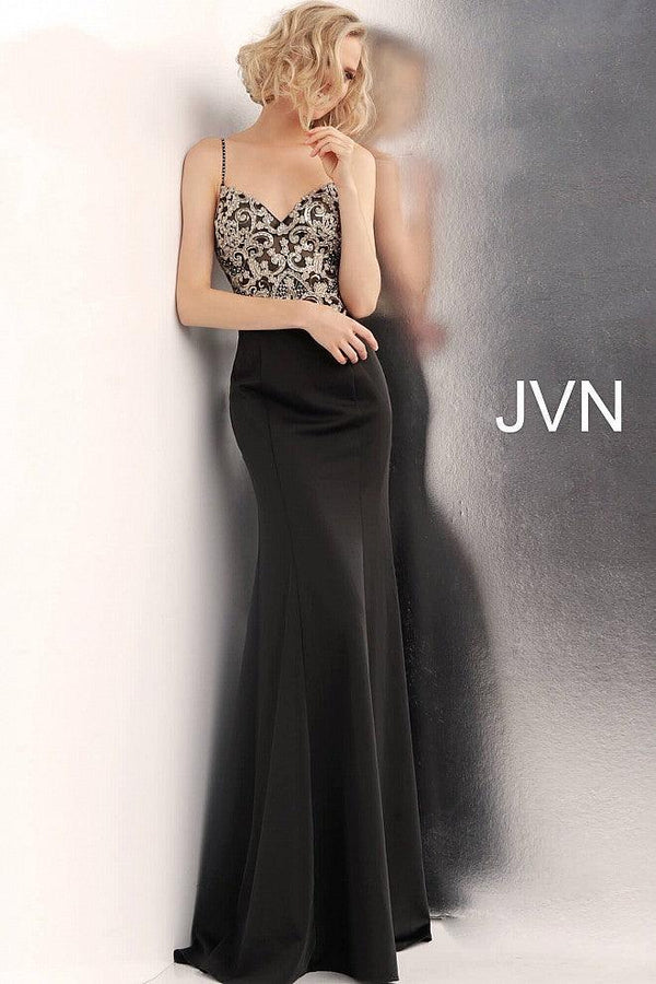 Jovani 66059 Waterfall Back Long Party Dress