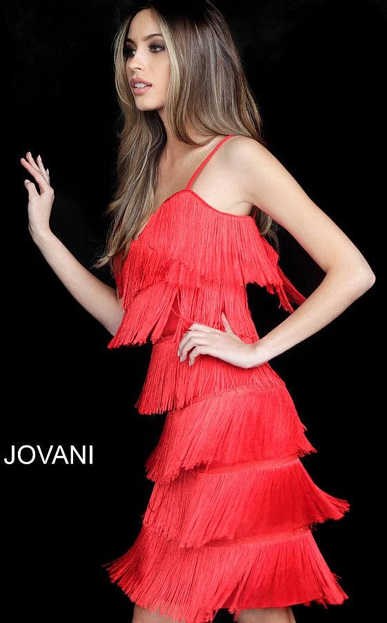 Jovani 35735 Zipper Fringe Homecoming Short Dress
