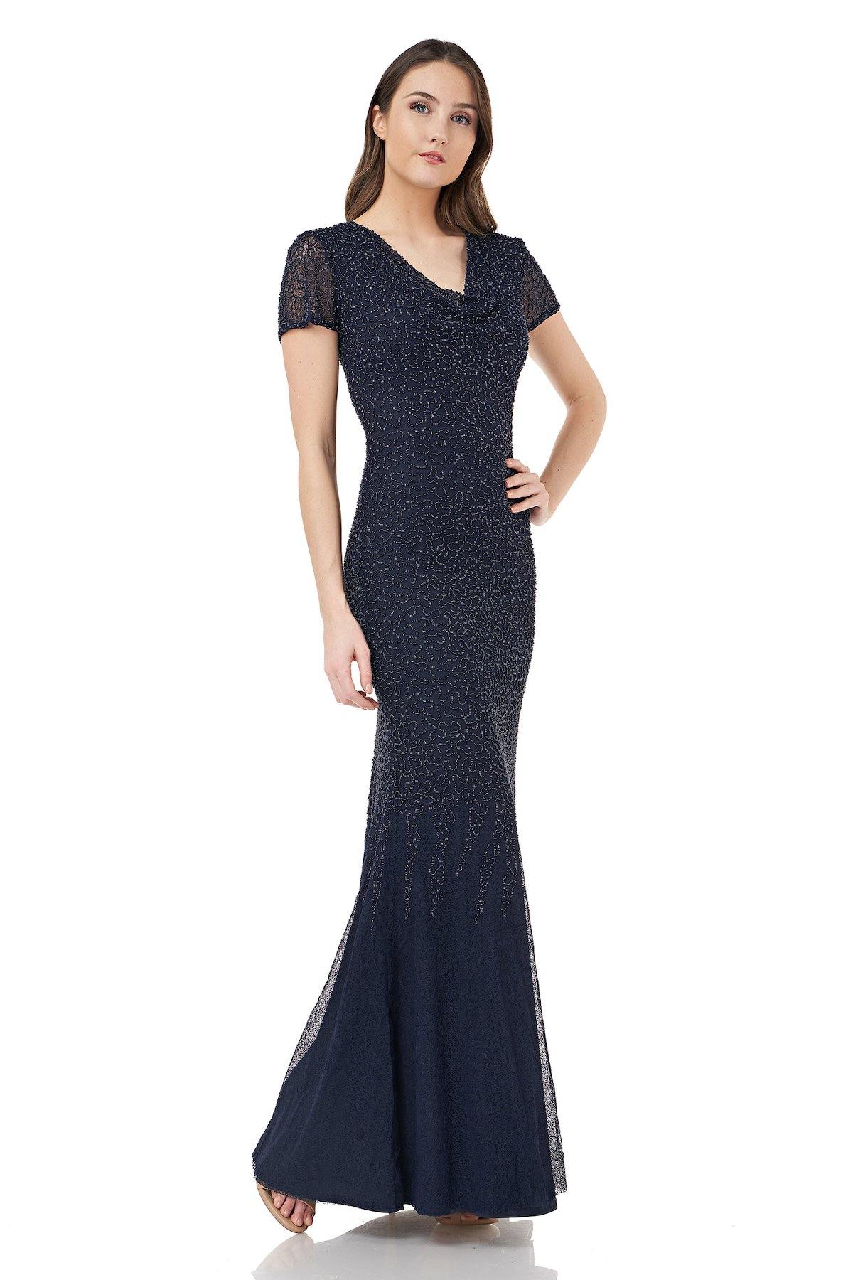 JS Collections Long Formal Short Sleeve Dress 867170 - The Dress Outlet