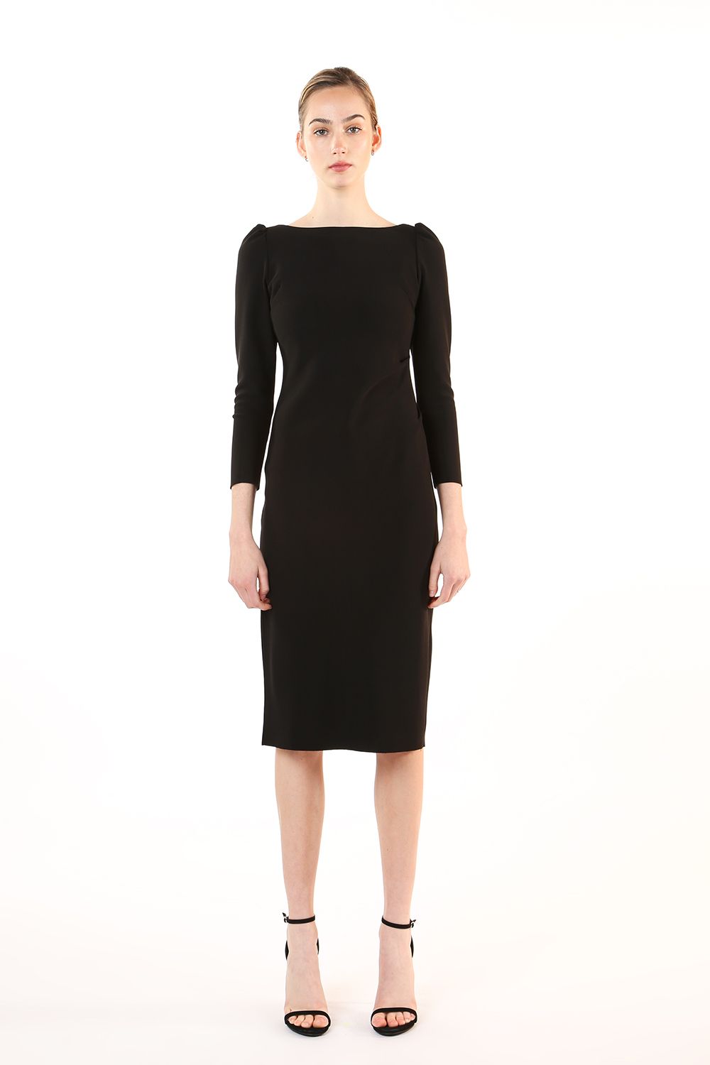 Boatneck 3/4 Sleeve Side Slit Pencil Dress The Dress Outlet Boatneck 3/4 Sleeve Side Slit Pencil Dress The Dress Outlet
