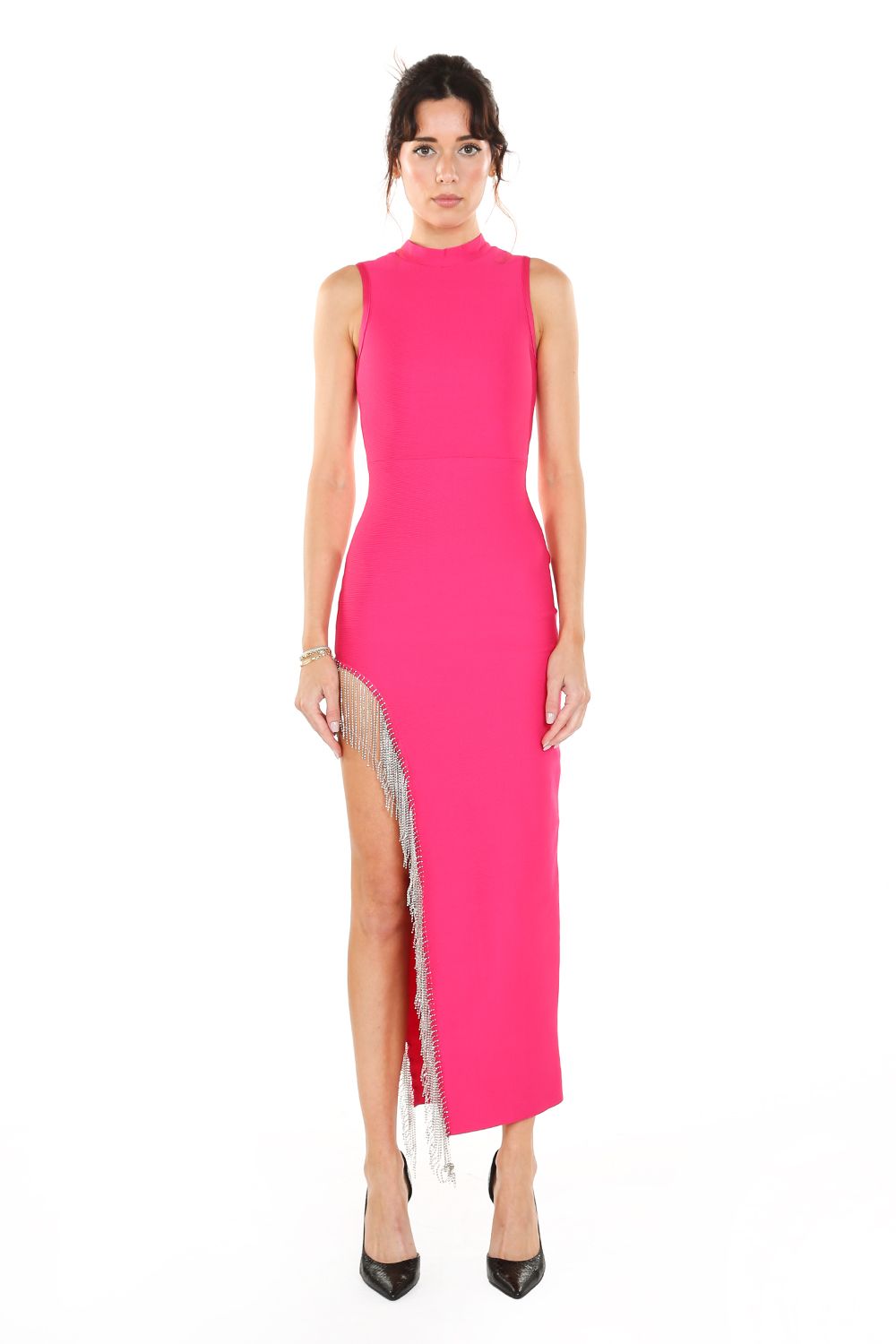 Long Rhinestone Tassel Maxi Dress