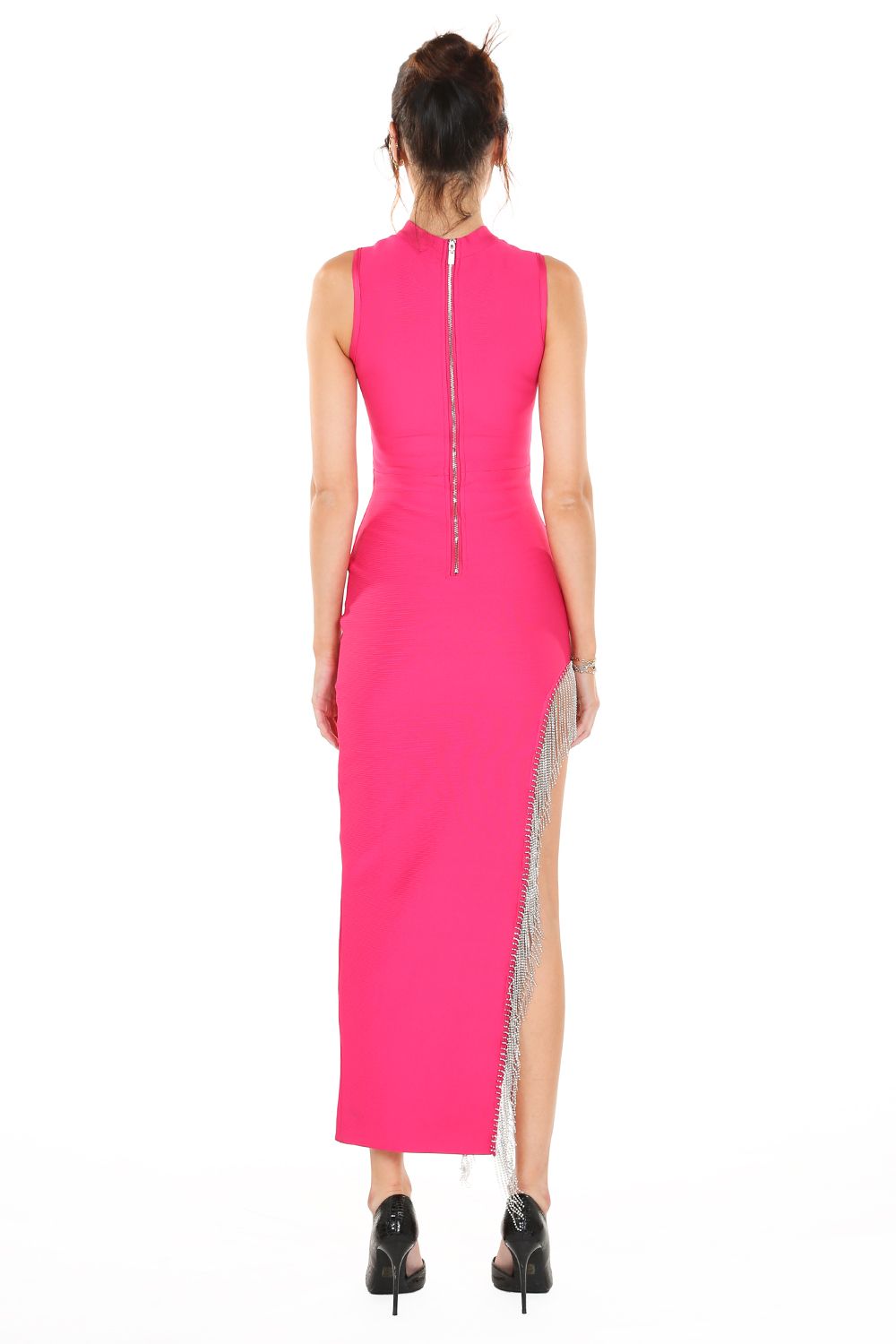 Long Rhinestone Tassel Maxi Dress