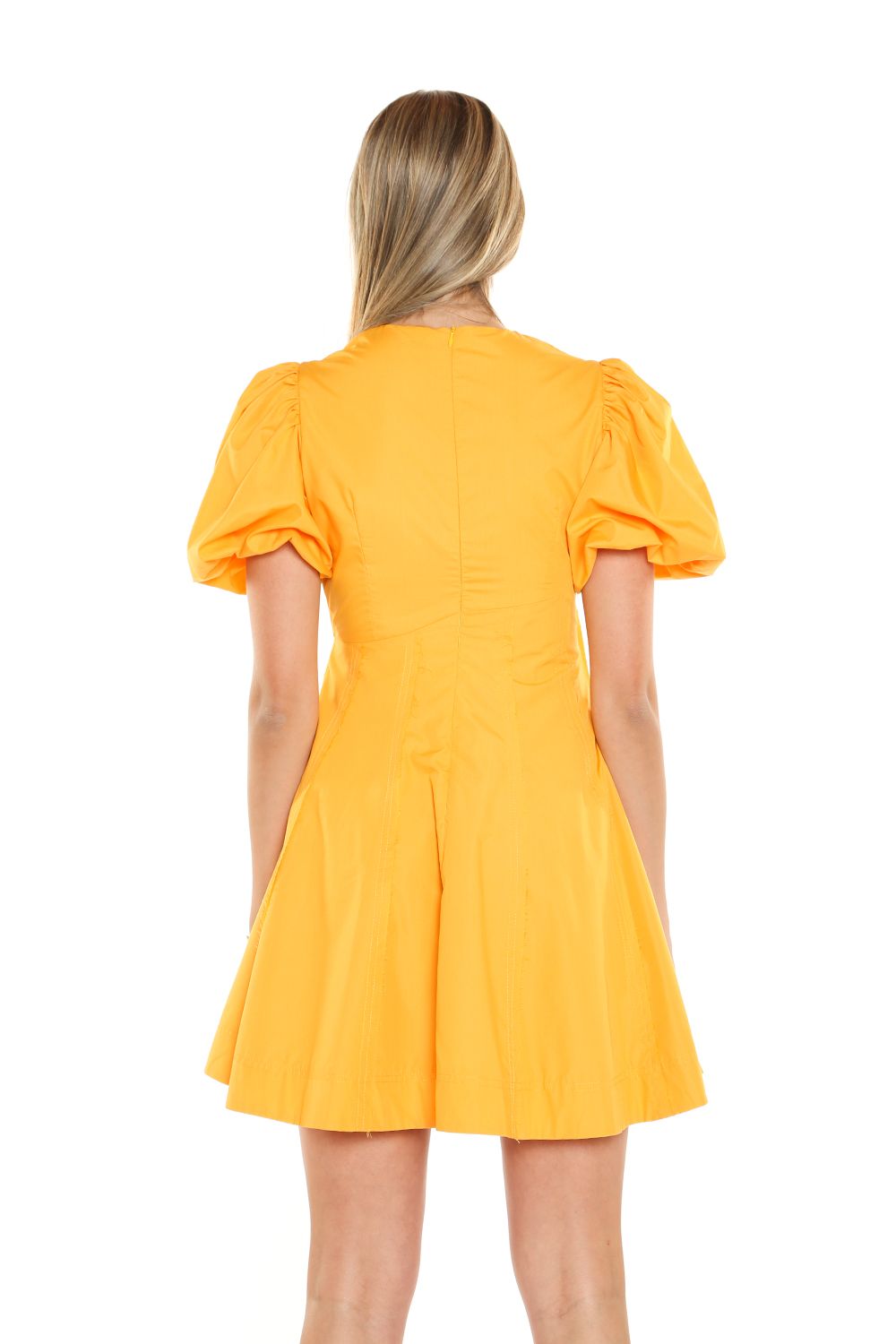 Short Puff Shoulder Cutout Mini Dress