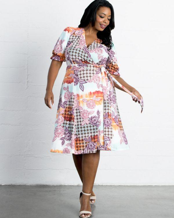 Kiyonna Formal Short Floral Dress - The Dress Outlet
