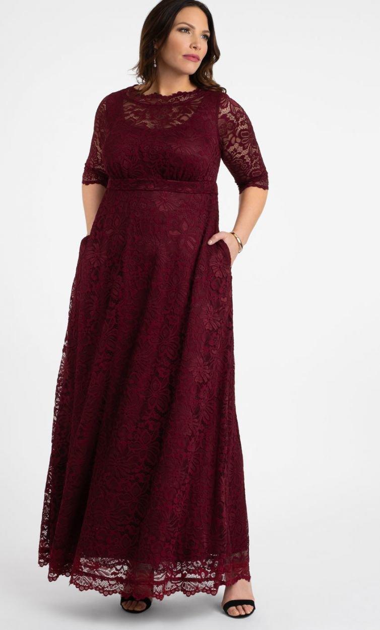 Kiyonna Long Plus Size Lace Dress Sale - The Dress Outlet