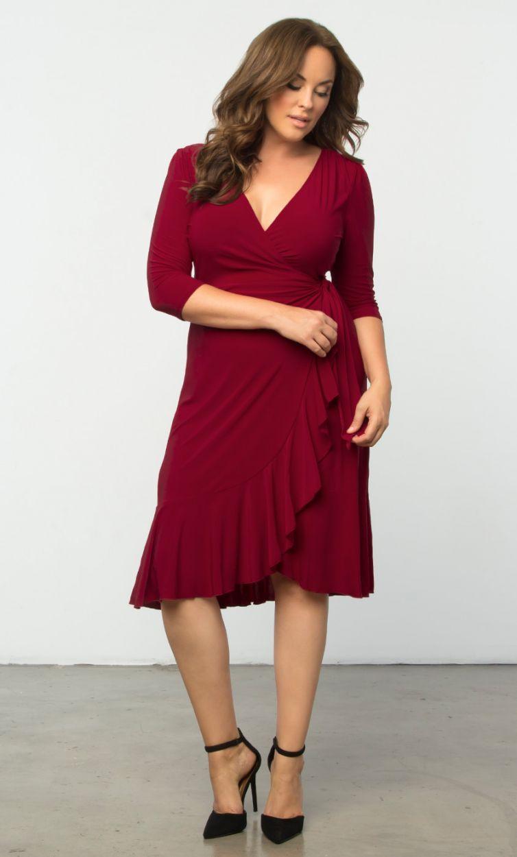 slim fit dress slacks Formal Dresses Grape Tea-Length Short Sleeves Ruffles A-Line Stretch Satin  Formal Dresses main image 0