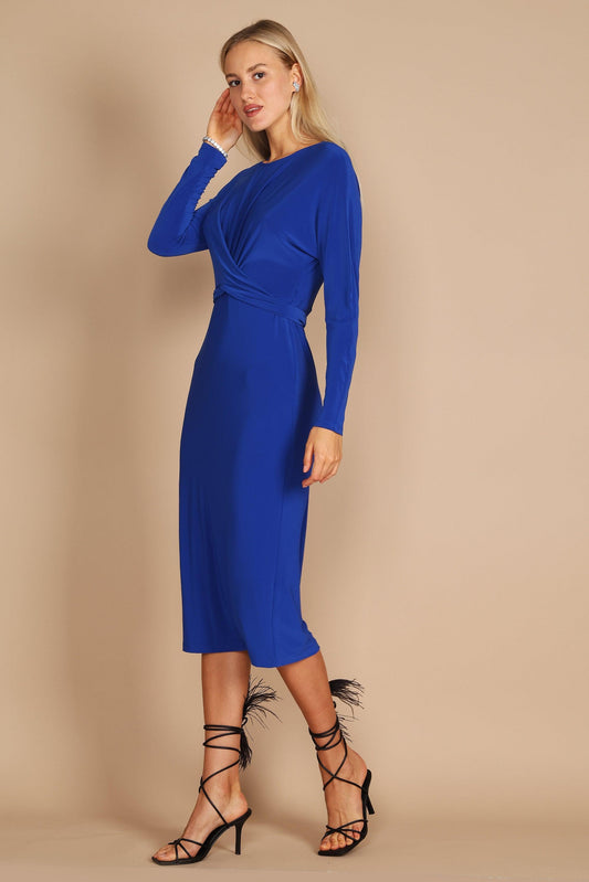 Laundry by Shelli Segal Formal Long Sleeve Midi Dress - The Dress Outlet