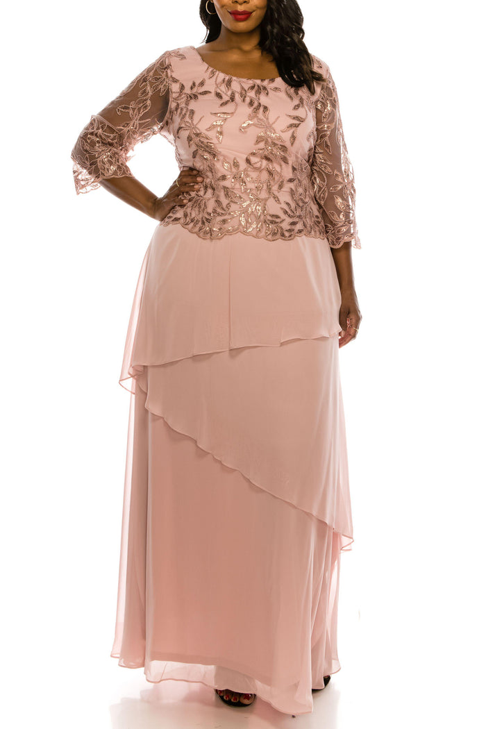 Le Bos Long Formal Plus Size Chiffon Dress 27722 - The Dress Outlet