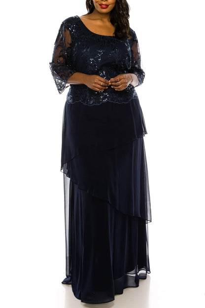 Le Bos Long Formal Plus Size Chiffon Dress 27722 - The Dress Outlet