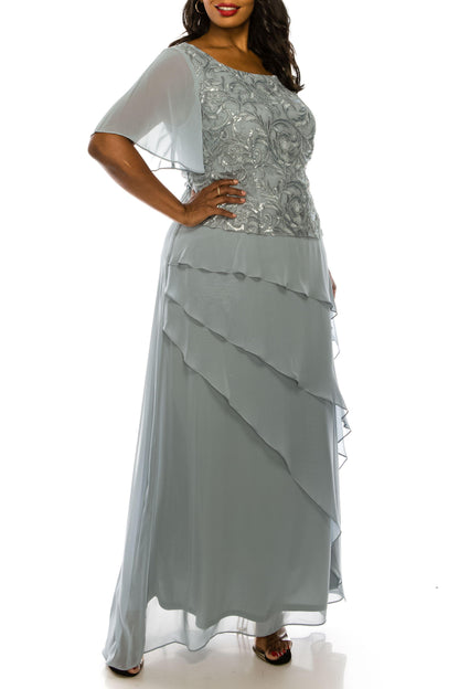 Le Bos Plus Size Long Chiffon Tiered Dress 27708 - The Dress Outlet