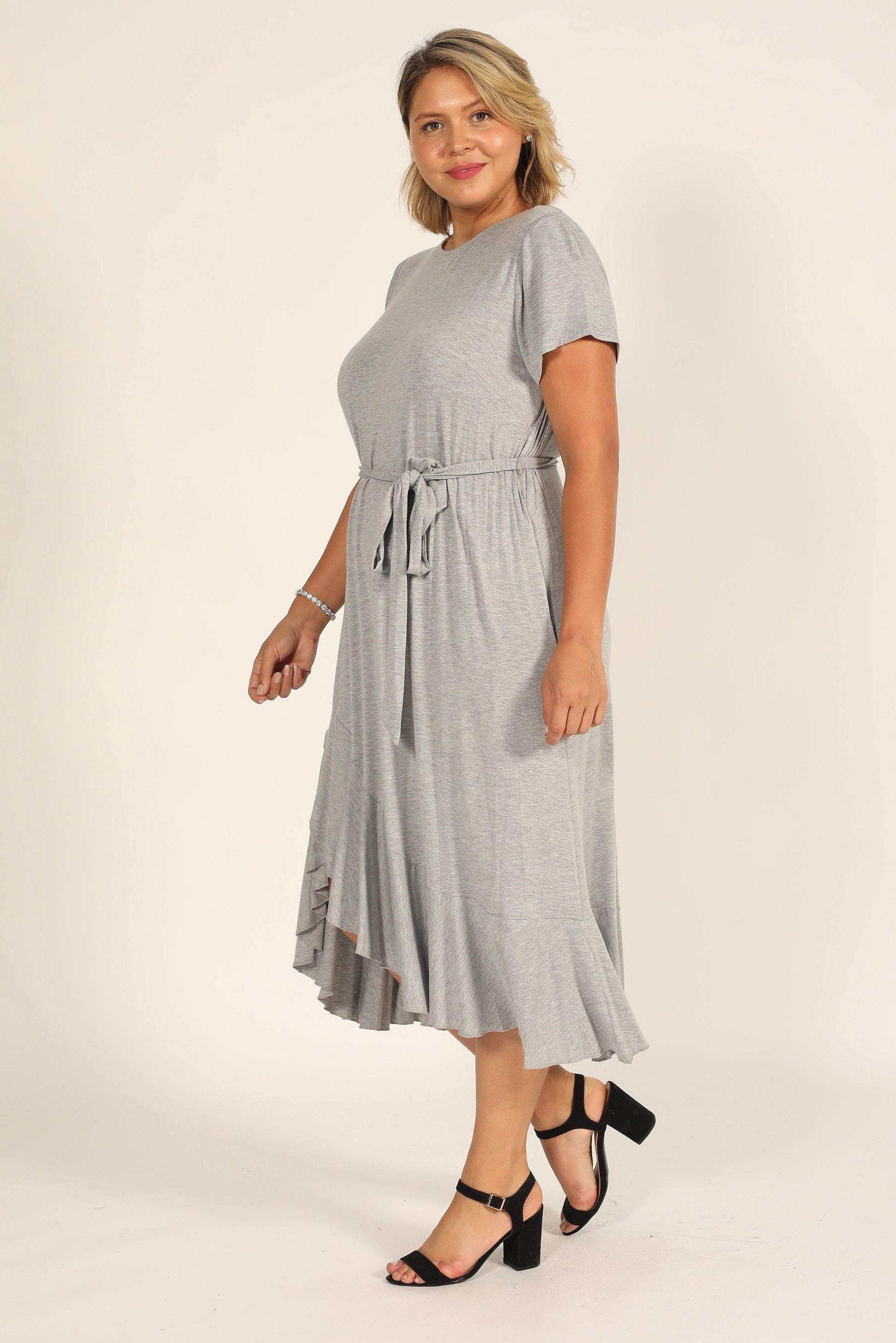 London Times Short Plus Size High Low Dress T5769W