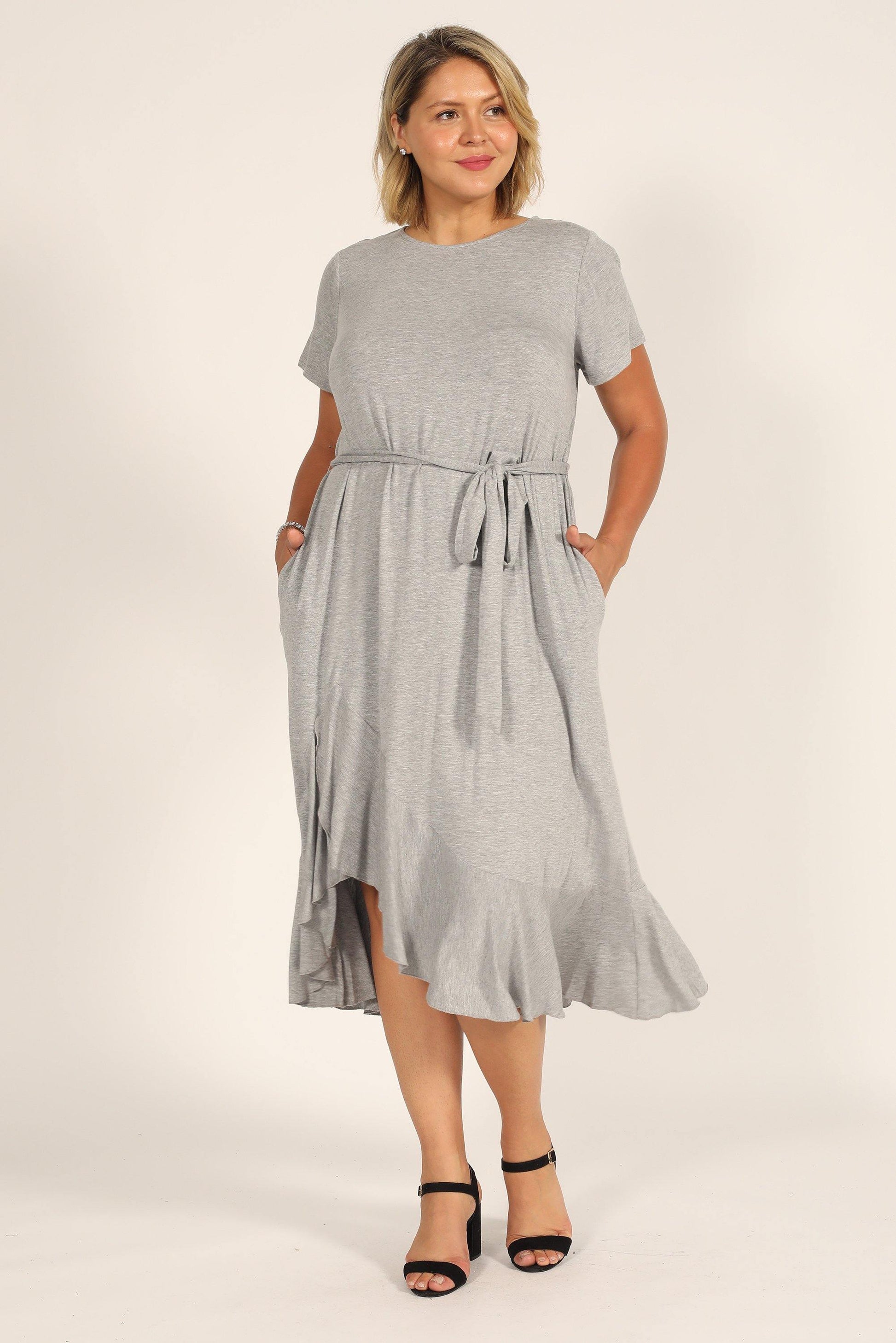 London Times Short Plus Size High Low Dress T5769W