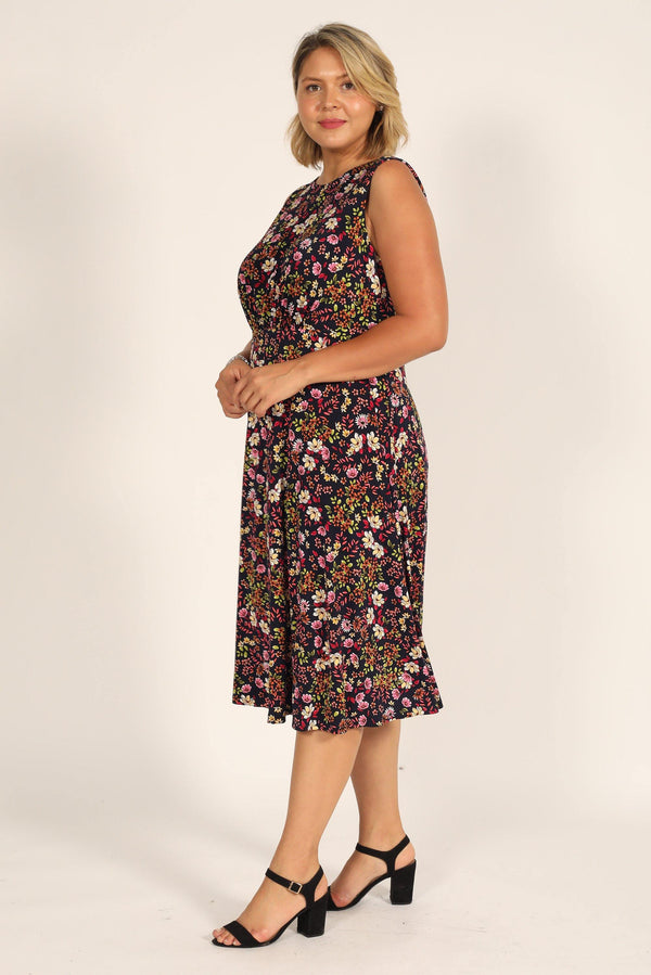 London Times Short Sleeveless Floral Dress T5770W