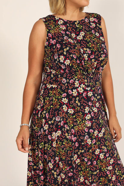 London Times Short Sleeveless Floral Dress T5770W - The Dress Outlet