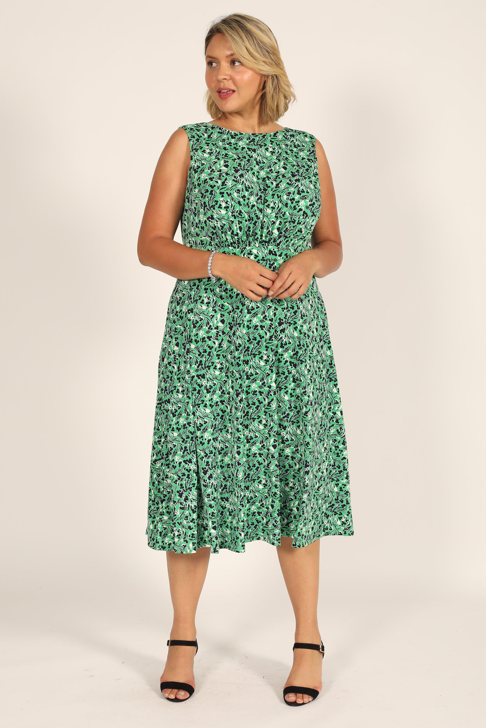 London Times Short Sleeveless Plus Size Dress T5758W - The Dress Outlet