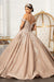 Long Ball Gown Glitter Crepe Quinceanera Dress - The Dress Outlet