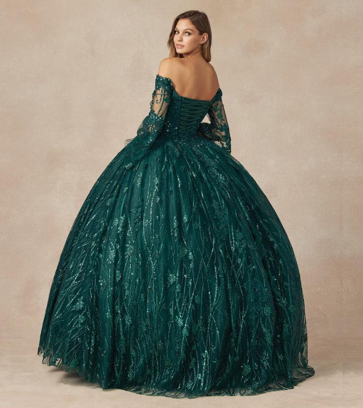 VeraQueen Girl's One Shoulder Beaded Organza Pageant Dress - Dark Green A-Line Long Ball Gown For Special Occasions