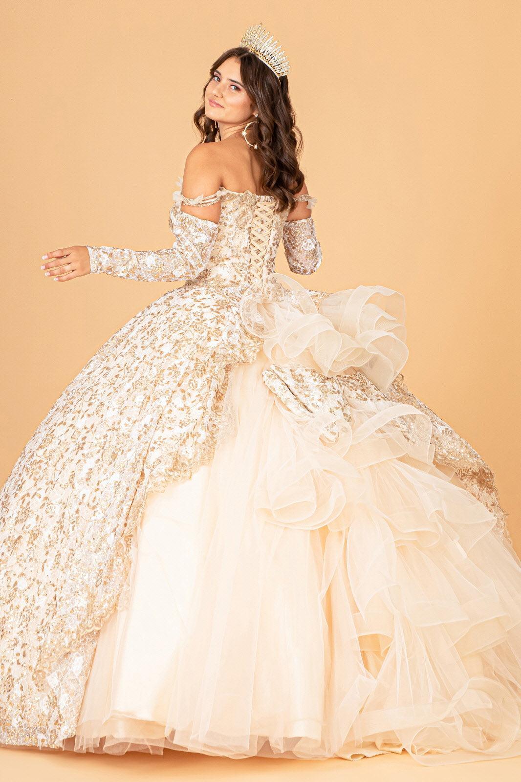 Long Ball Gown Quinceanera Dress - The Dress Outlet