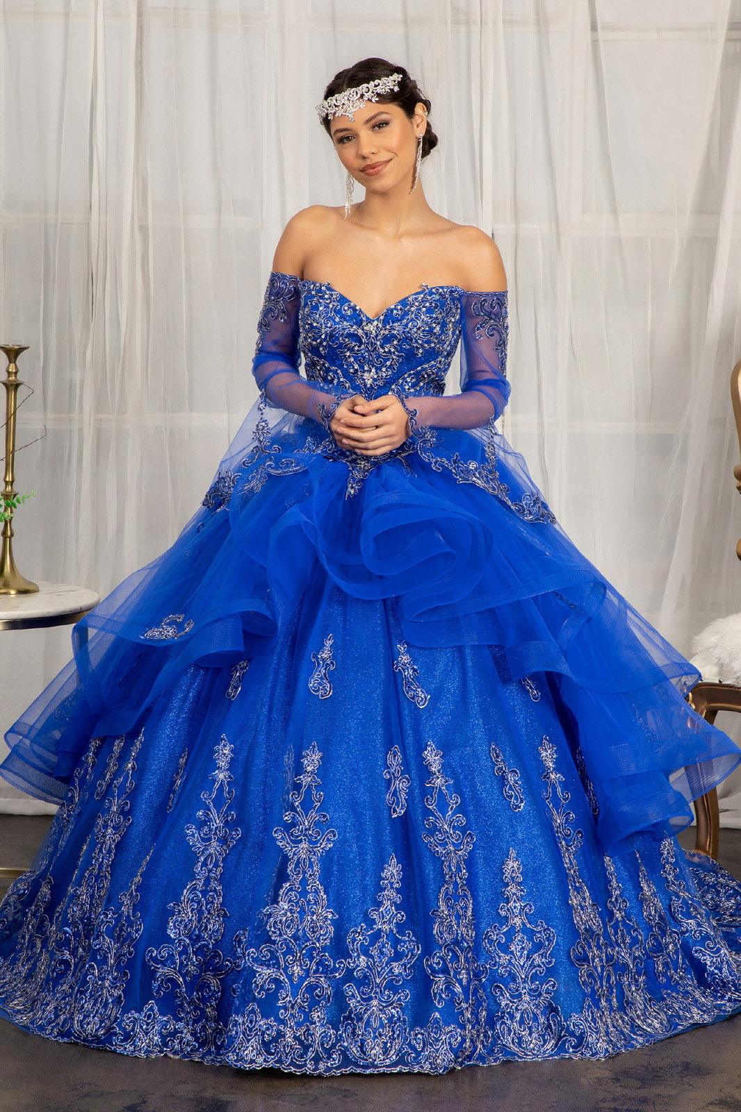 Long Ball Gown Quinceanera Mesh Dress - The Dress Outlet