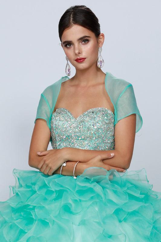 Long Ball Gown Ruffled Strapless Quinceanera Dress - The Dress Outlet