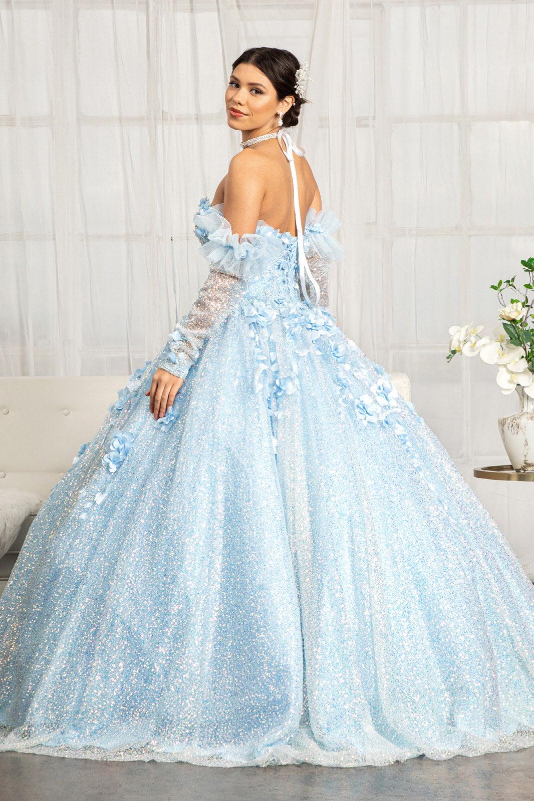 Long Ball Gown Sequins Quinceanera Dress - The Dress Outlet