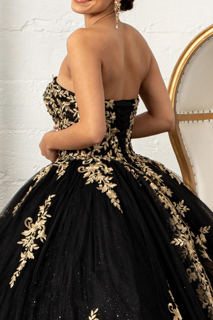 Black Ball Gown Strapless Embroidery Quinceanera Dress main image 0