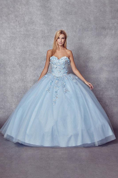Long Ball Gown Strapless Quinceanera Cape Dress - The Dress Outlet