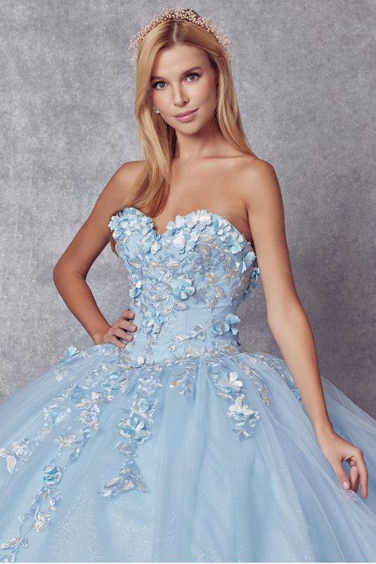 Long Ball Gown Strapless Quinceanera Cape Dress