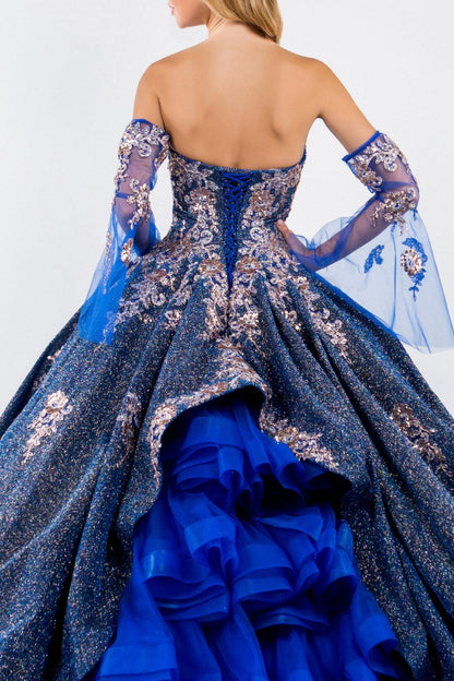 Long Ball Gown Strapless Quinceanera Dress - The Dress Outlet