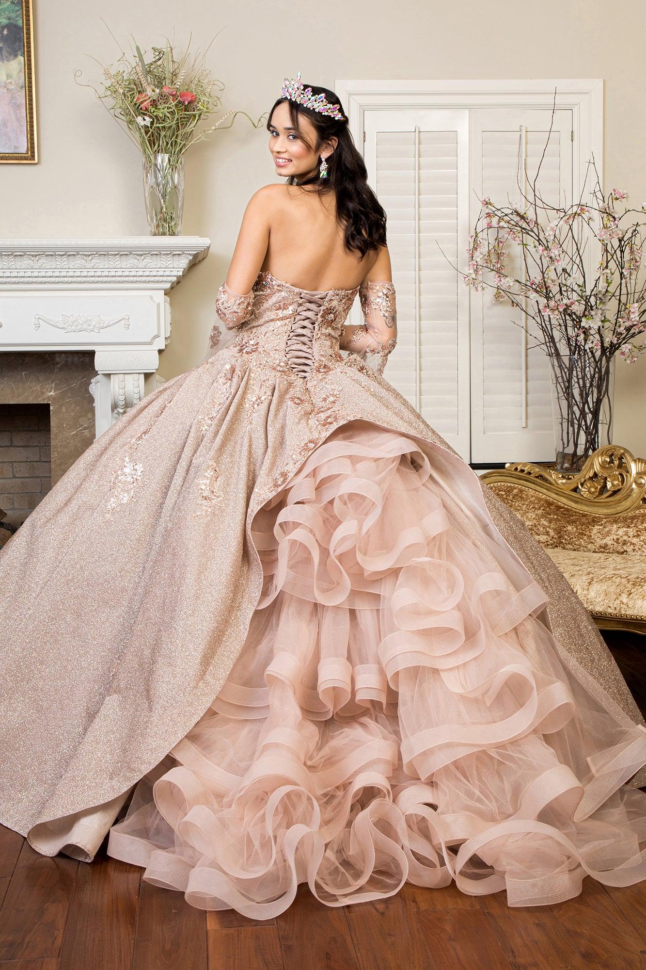 Long Ball Gown Strapless Quinceanera Dress - The Dress Outlet