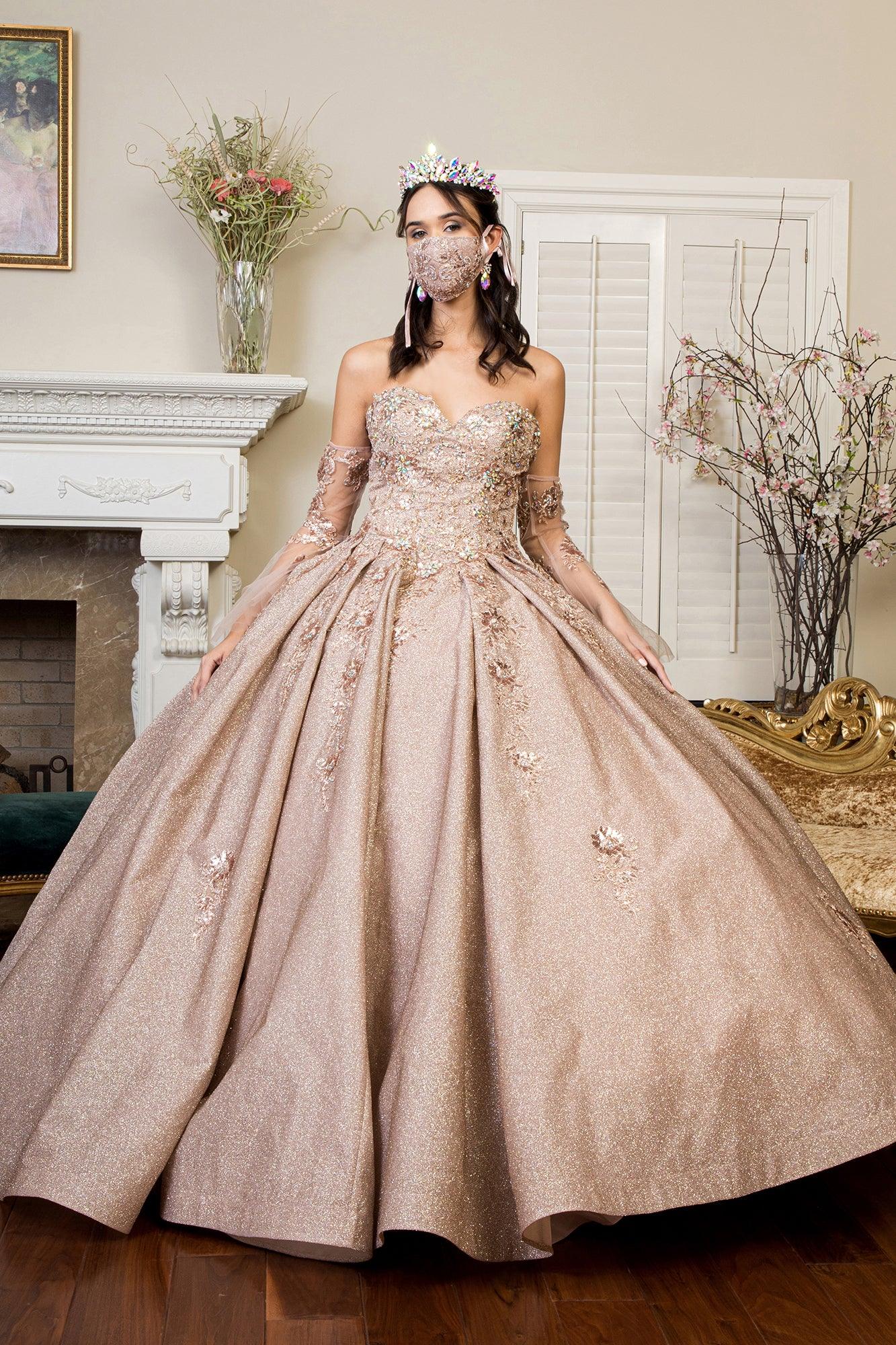 Long Ball Gown Strapless Quinceanera Dress - The Dress Outlet