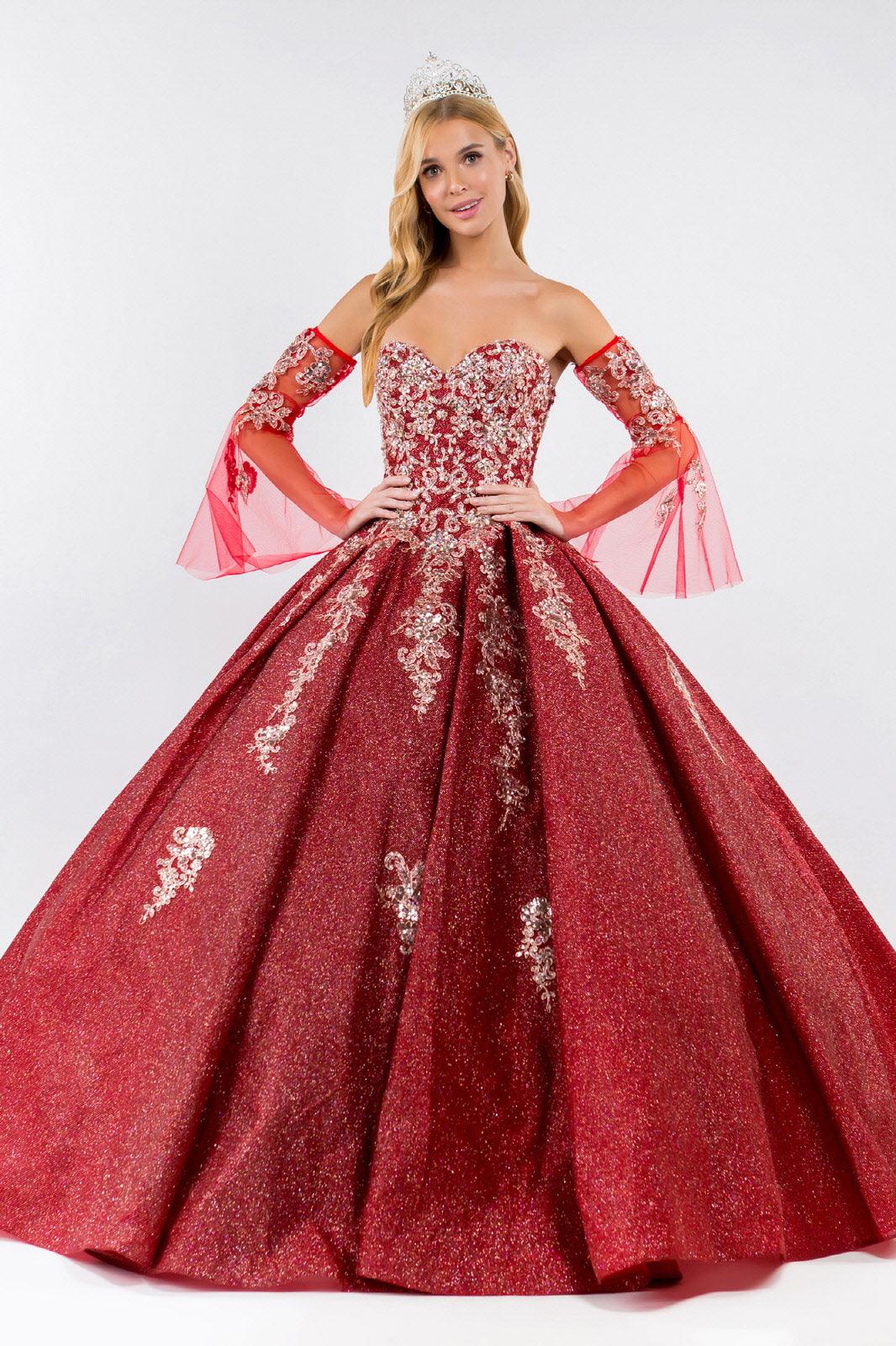 Long Ball Gown Strapless Quinceanera Dress - The Dress Outlet