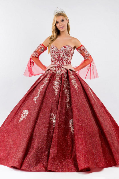 Long Ball Gown Strapless Quinceanera Dress - The Dress Outlet
