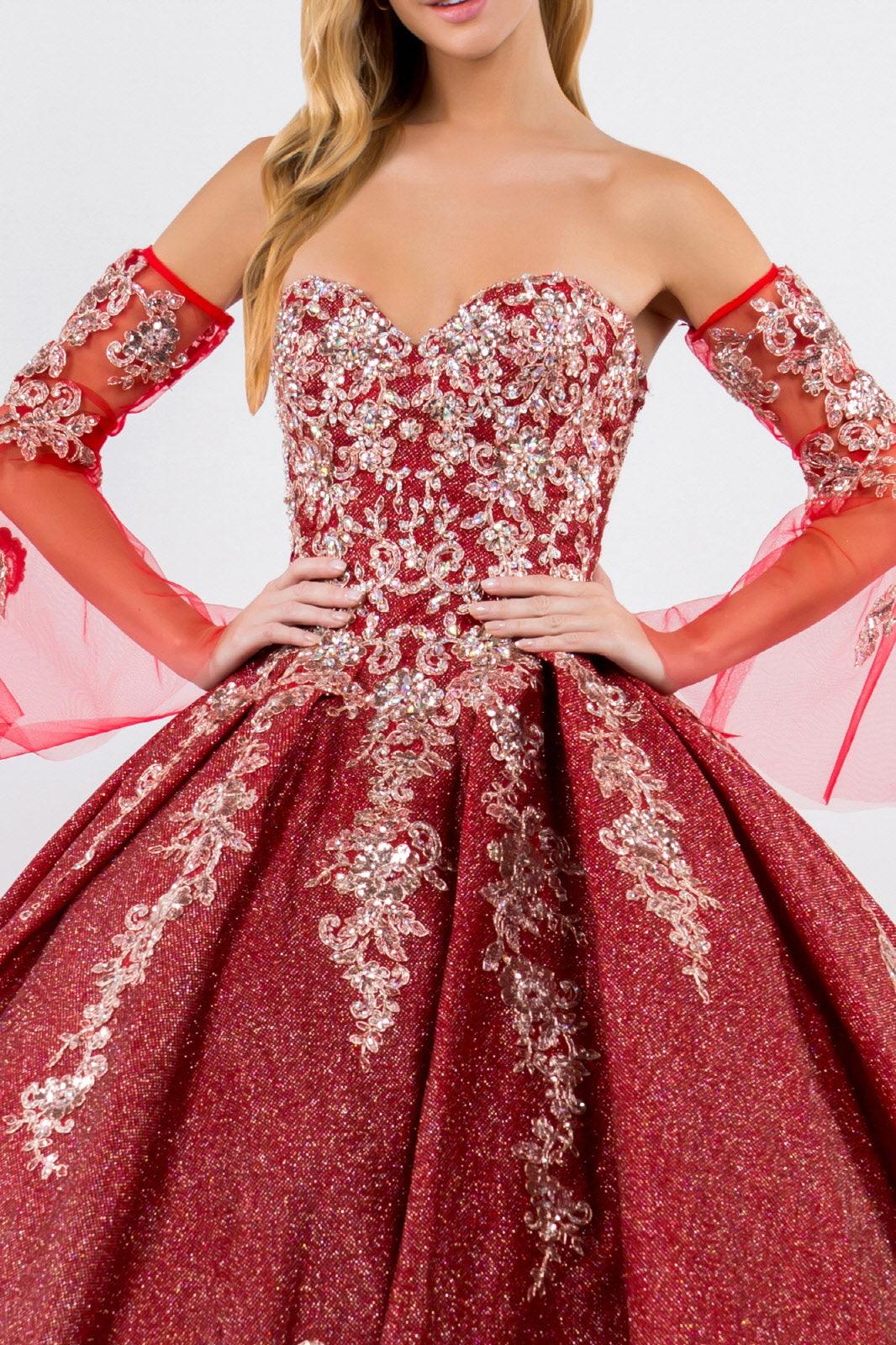Long Ball Gown Strapless Quinceanera Dress - The Dress Outlet