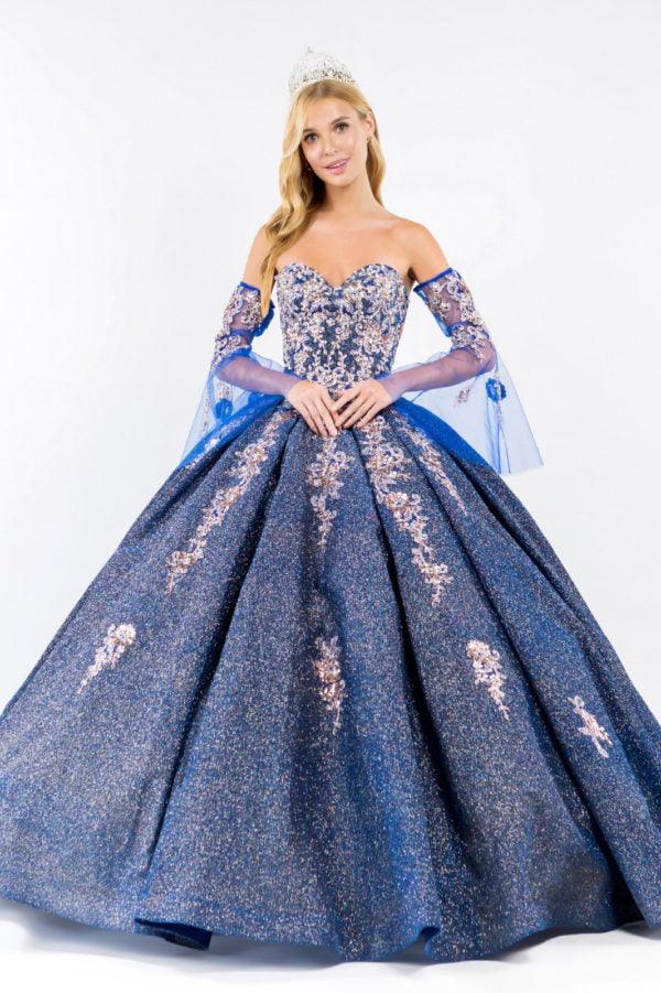 Long Ball Gown Strapless Quinceanera Dress - The Dress Outlet