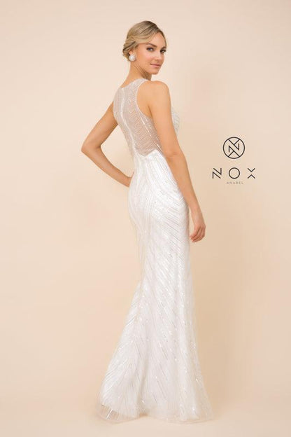 Long  Bridal Gown Sleeveless Fitted Wedding Dress - The Dress Outlet