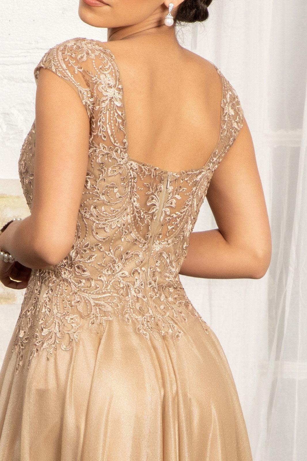 Gold 2XL Long Cap Sleeve Mother of the Bride Dress Sale