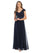 Long Cap Sleeve Mother of the Bride Formal Dress - The Dress Outlet