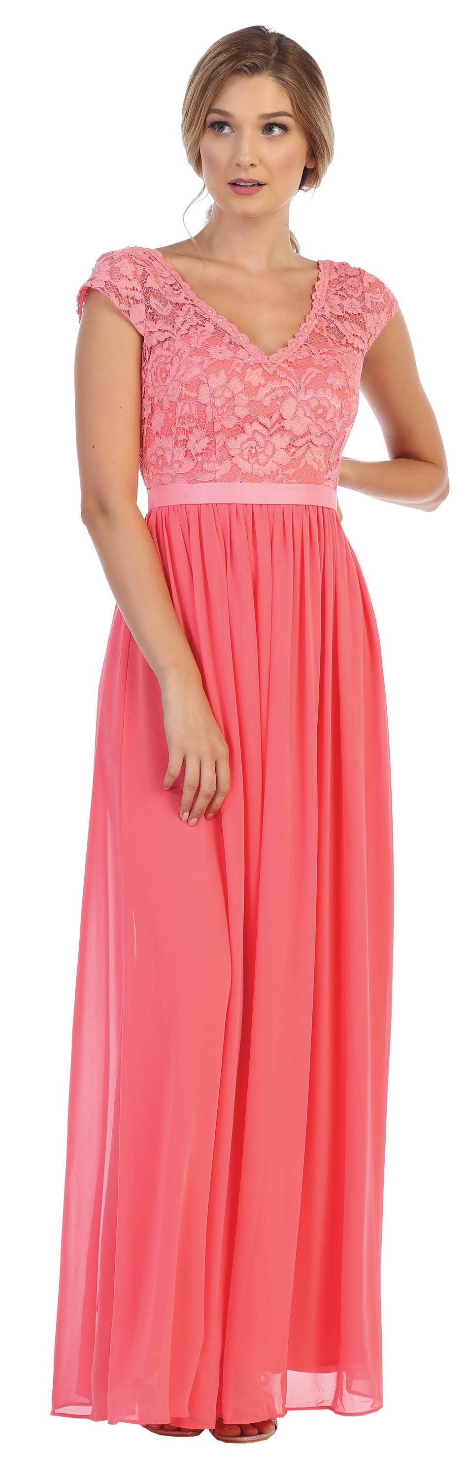 coral lace mother of the bride dress Short Sleeves Round Neck Lace Mother of the Bride Dress