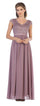 Long Cap Sleeve Mother of the Bride Formal Dress - The Dress Outlet