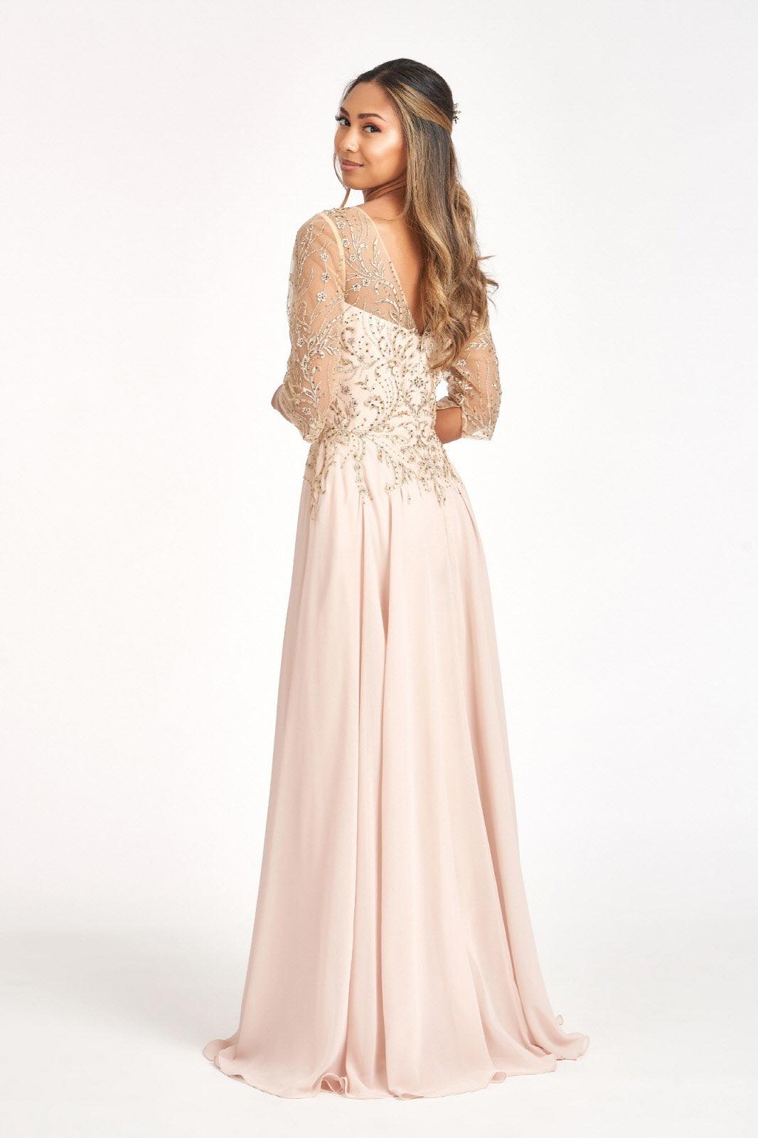 Long Chiffon Mother of the Bride Formal Dress - The Dress Outlet