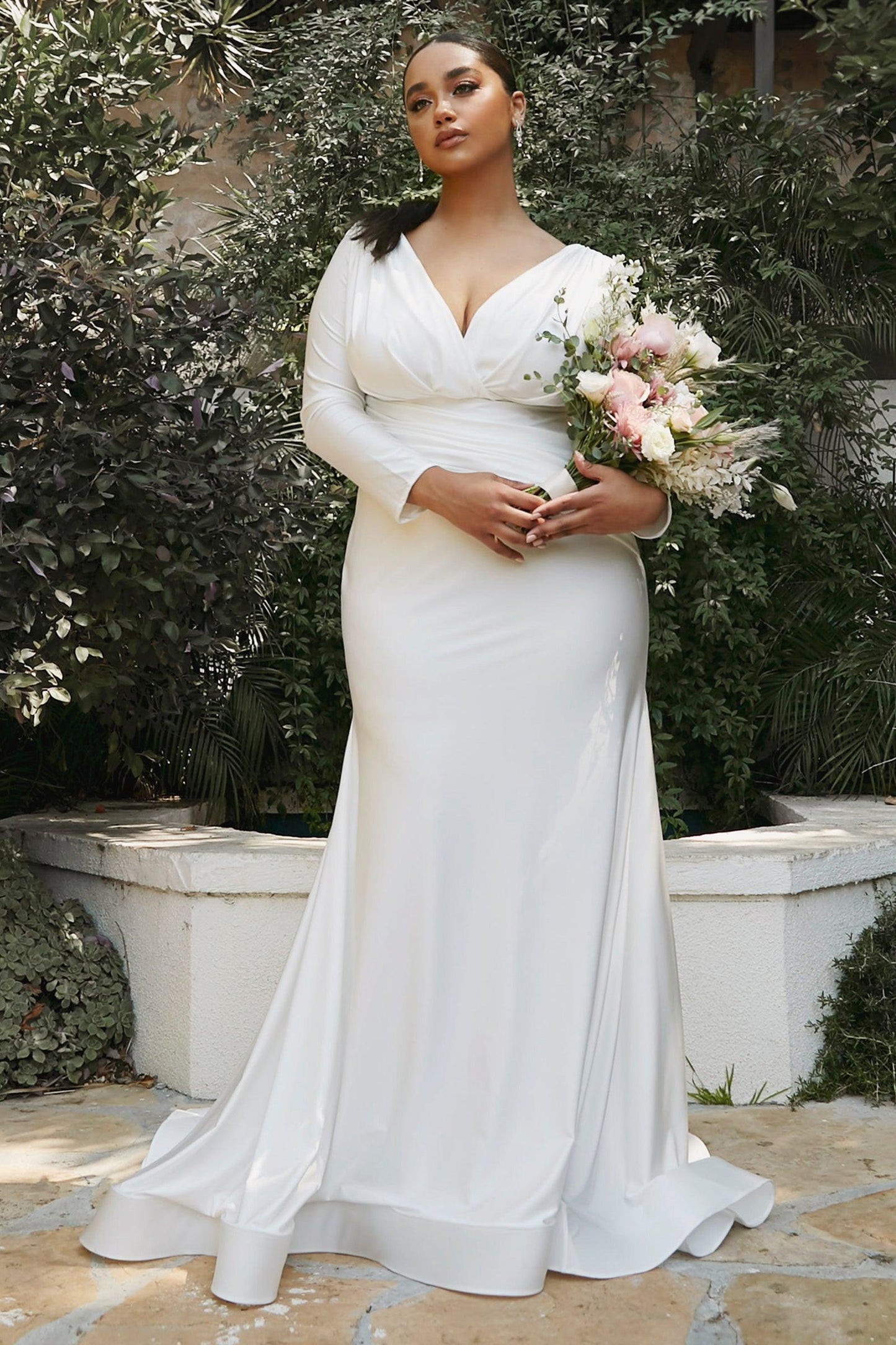 Long Curve Fitted Plus Size Wedding Dress - The Dress Outlet