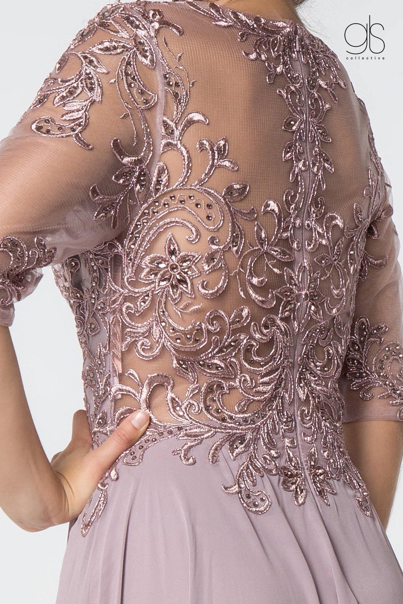 Long Embroidered Mother of the Bride Gown Sale - The Dress Outlet