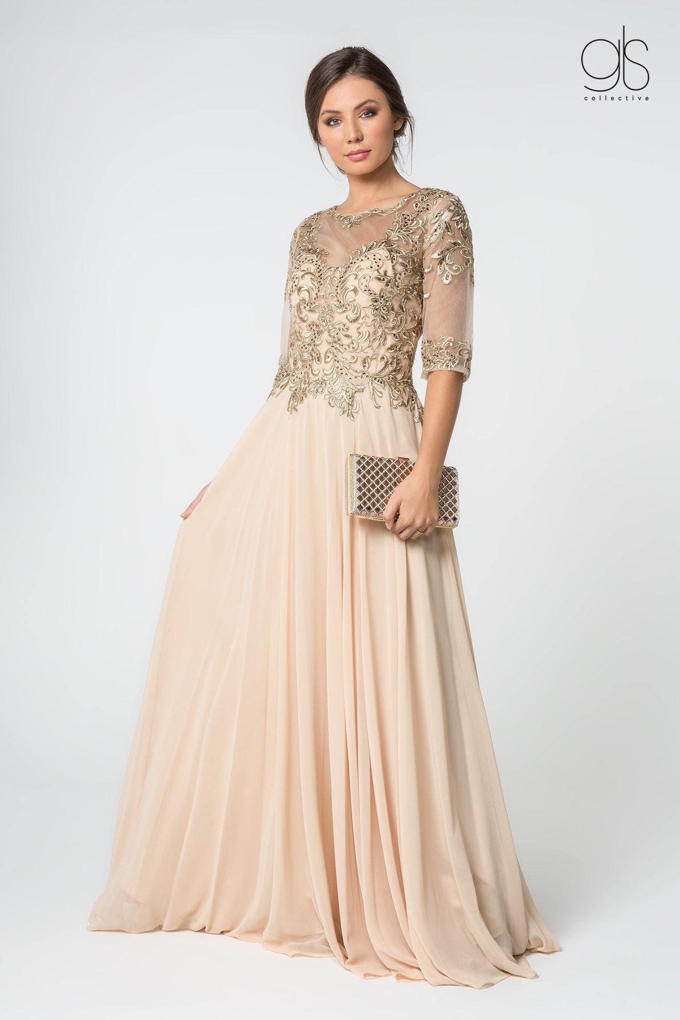 Long Embroidered Mother of the Bride Gown Sale