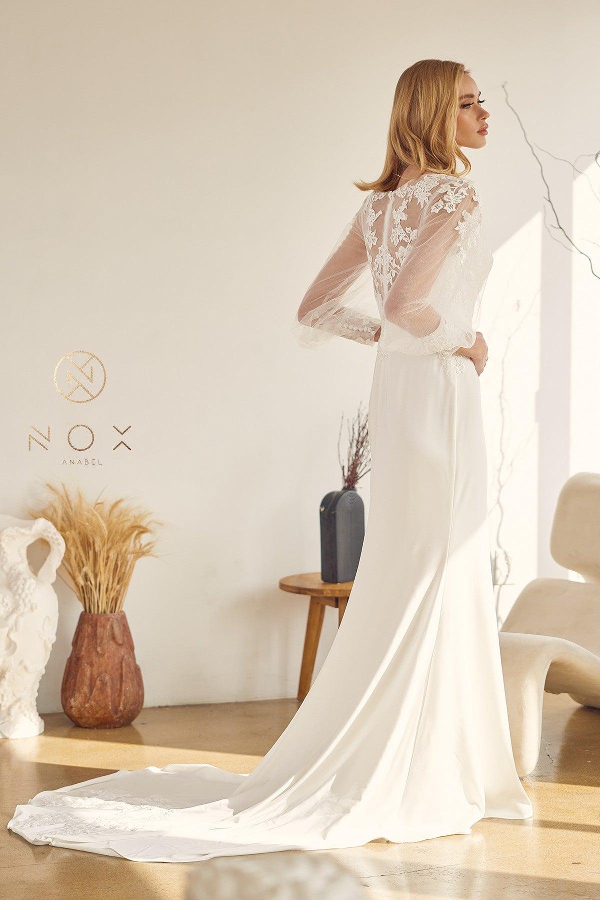 Long Fit and Flare Wedding Gown - The Dress Outlet